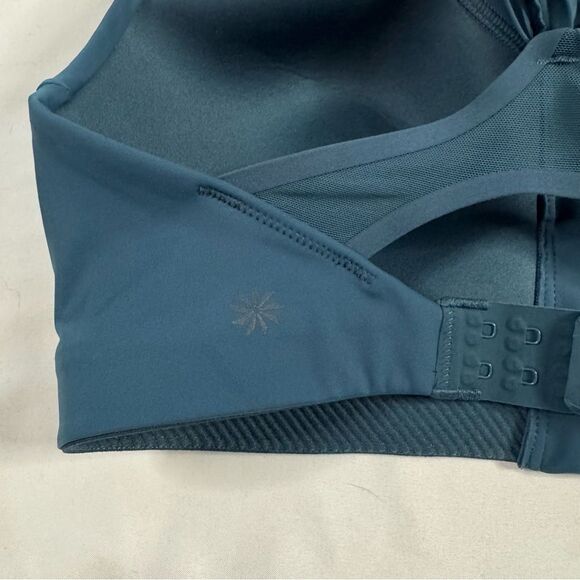 Athleta Advance Zip Front Sports Bra Size 32DD Blue Teal Gym High Impact HIIT - Picture 4 of 6